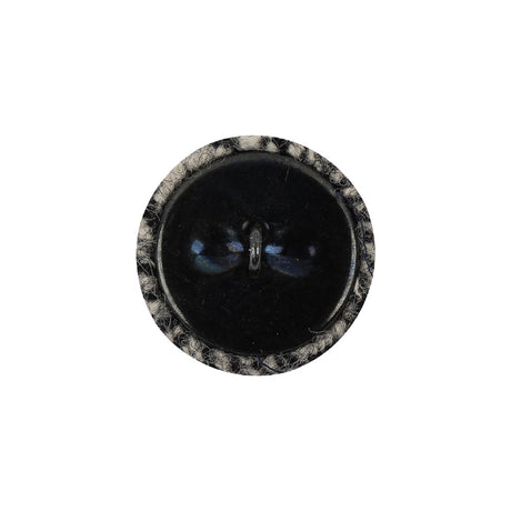 Black, Agate Gray and White Tweed Fabric Covered Wool and Metal Shank Back Button - 32L/20mm