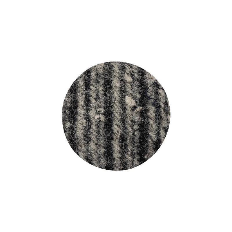 Black, Agate Gray and White Tweed Fabric Covered Wool and Metal Shank Back Button - 32L/20mm