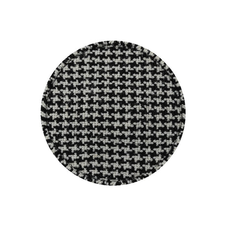 Black and White Houndstooth Fabric Covered Wool and Metal Sew On Button - 40L/25.5mm