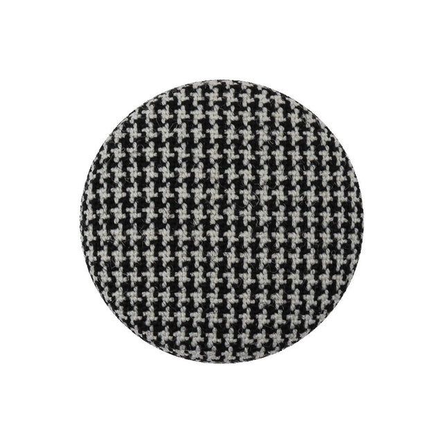 Black and White Houndstooth Fabric Covered Wool and Metal Sew On Button - 40L/25.5mm