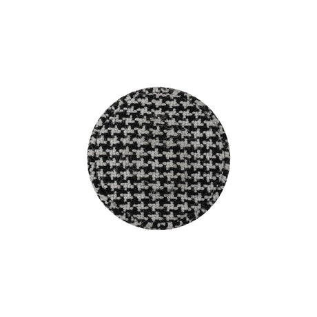 Black and White Houndstooth Fabric Covered Wool and Metal Sew On Button - 30L/19mm