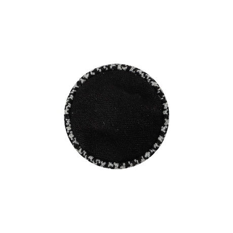 Black and White Houndstooth Fabric Covered Silk, Wool and Metal Sew On Button - 30L/19mm