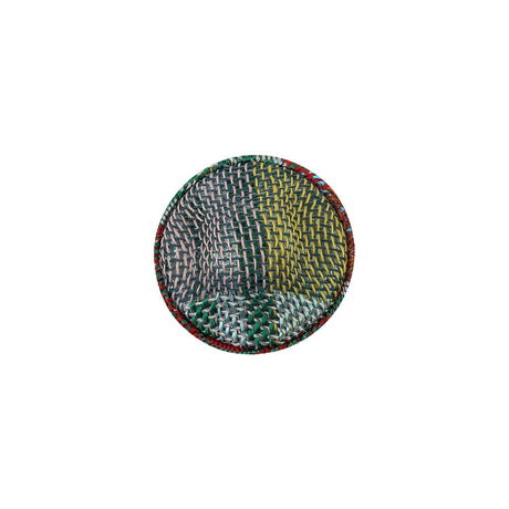 Red, Blue and Yellow Checks Dobby Fabric Covered Domed Cotton and Metal Sew On Button - 24L/15mm