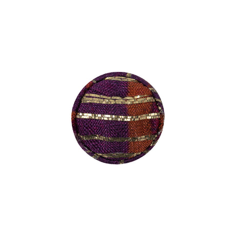 Deep Purple, Orange and Glitteratti Lurex Striped Fabric Covered Rayon Blend Sew On Button - 24L/15mm