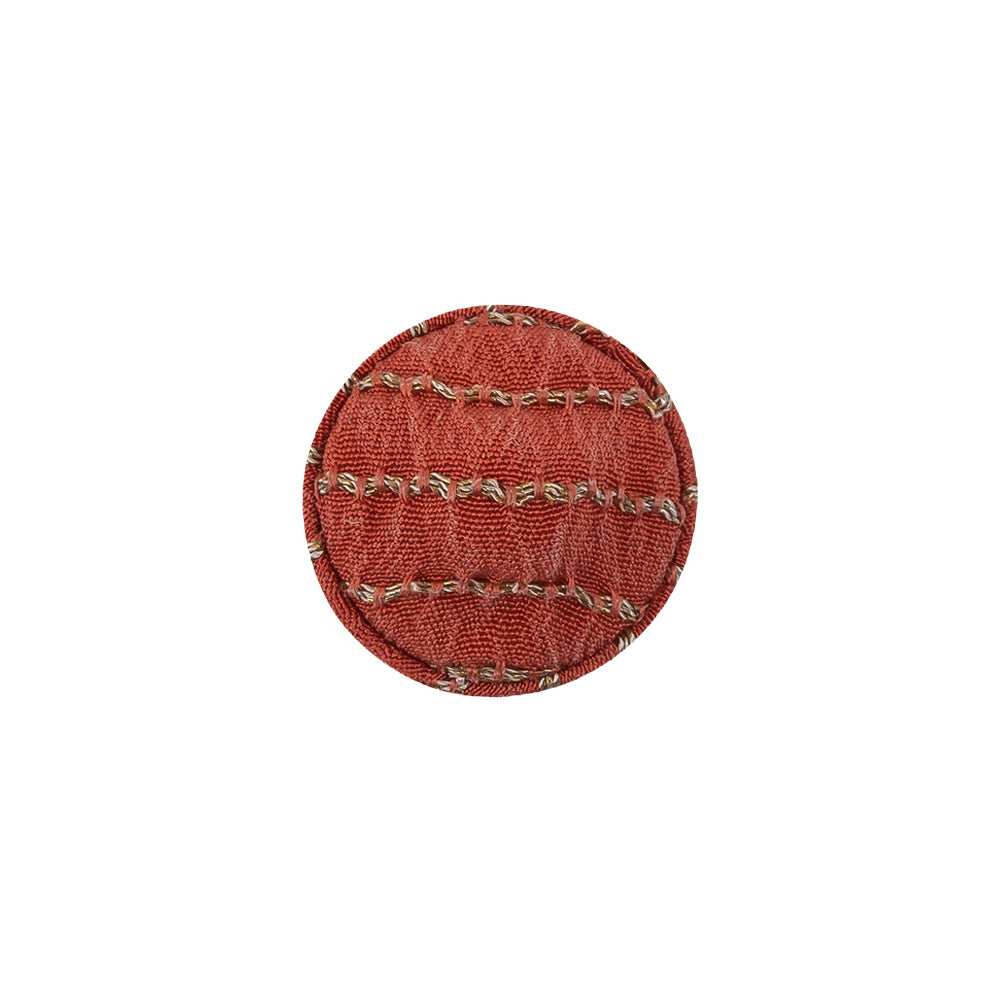 Orange and Fort Knox Lurex Striated Satin Fabric Covered Silk and Metal Sew On Button - 24L/15mm