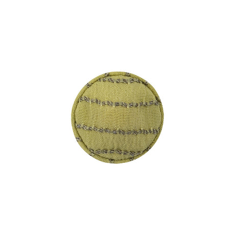 Lime and Silvery Lurex Striated Satin Fabric Covered Silk and Metal Sew On Button - 24L/15mm