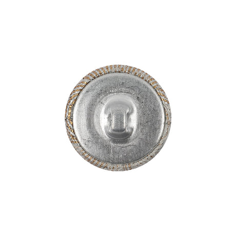 Golden Egg Lurex, Rainy Day and White Abstract Brocade Fabric Covered Shank Back Button - 30L/19mm