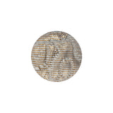 Golden Egg Lurex, Rainy Day and White Abstract Brocade Fabric Covered Shank Back Button - 30L/19mm
