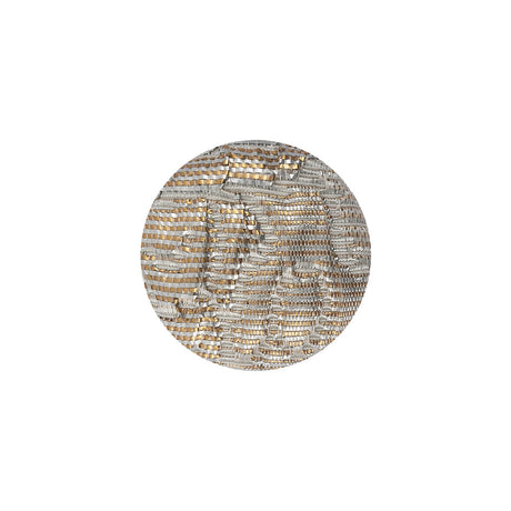 Golden Egg Lurex, Rainy Day and White Abstract Brocade Fabric Covered Shank Back Button - 30L/19mm