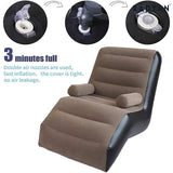 Inflatable Brown Sofa Chair with Air Pump Foldable Lounge with Armrests for Indoor Outdoor Use