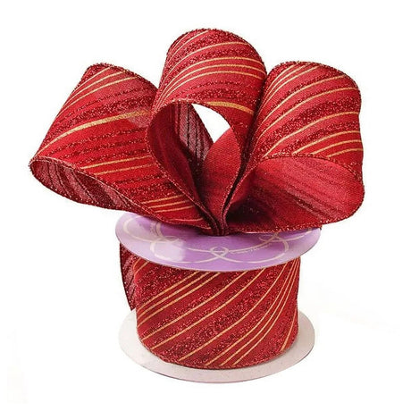 Red Multi-Stripe Wired Ribbon 2.5" x 10 yd