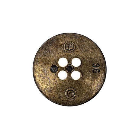 Italian Antique Brass Embossed Four Hole Saucer Button - 36L/23mm