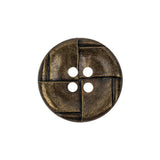 Italian Antique Brass Embossed Four Hole Saucer Button - 36L/23mm