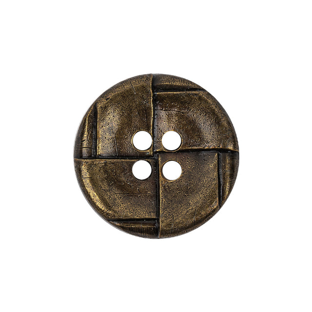 Italian Antique Brass Embossed Four Hole Saucer Button - 36L/23mm
