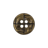Italian Antique Brass Embossed Four Hole Saucer Button - 30L/19mm