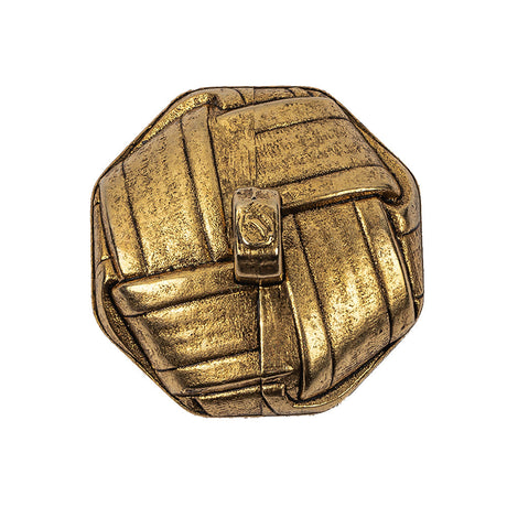 Italian Matte Gold Plated Faux Woven Shank Back Button - 44L/28mm