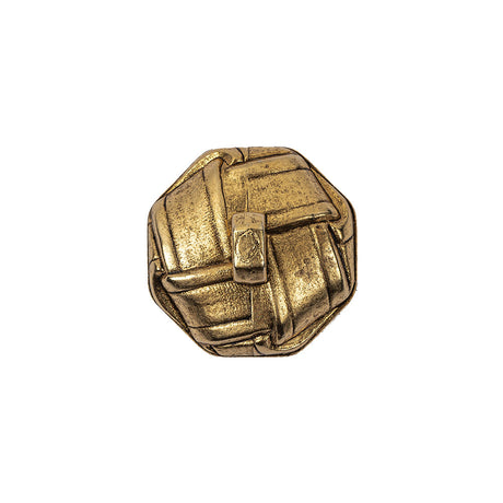 Italian Matte Gold Plated Faux Woven Shank Back Button - 30L/19mm