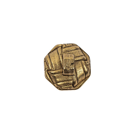 Italian Matte Gold Plated Faux Woven Shank Back Button - 24L/15mm