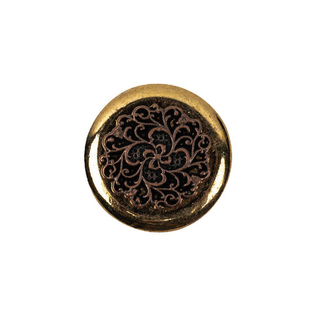 Italian Copper Coin Floral Shank Back Button - 32L/20mm