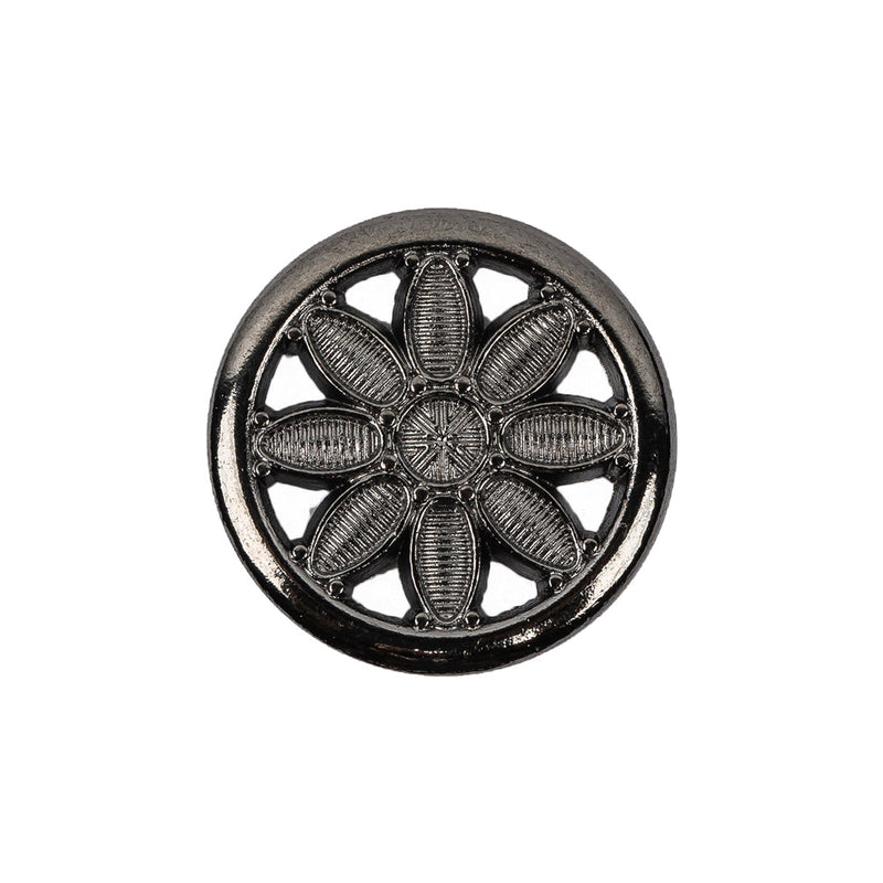 Italian Gunmetal Floral Shank Back Button - 36L/23mm