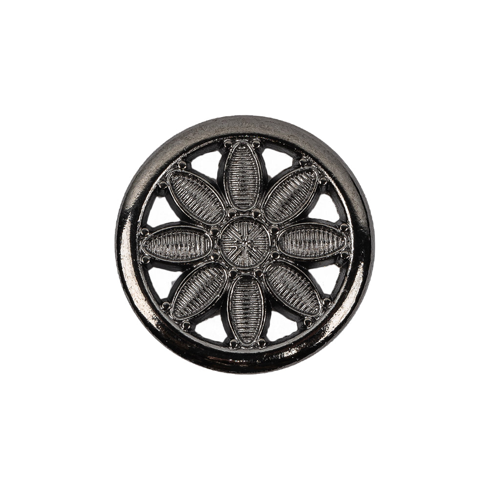 Italian Gunmetal Floral Shank Back Button - 36L/23mm