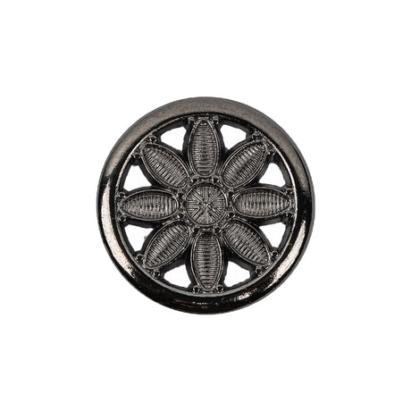 Italian Gunmetal Floral Shank Back Button - 36L/23mm