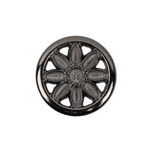 Italian Gunmetal Floral Shank Back Button - 36L/23mm