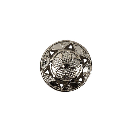 Italian Nickel Floral Shank Back Button - 24L/15mm