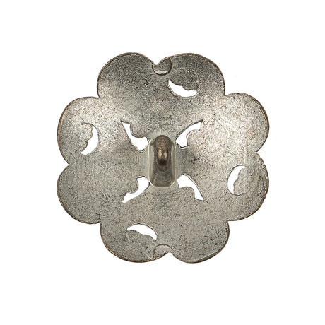 Italian Silver Brass Floral Shank Back Button - 44L/28mm