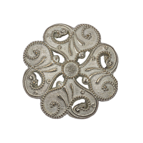 Italian Silver Brass Floral Shank Back Button - 44L/28mm