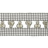 Vintage Crystal and Silver Rhinestone Trio Trimming on Black Mesh - 1.375"