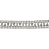 Vintage Crystal and Silver Rhinestone Trio Trimming on Black Mesh - 1.375"