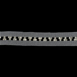Vintage Crystal and Silver Rhinestone Trio Trimming on White Mesh - 1.375"