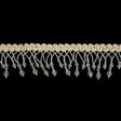 Vintage Crystal Fancy Beaded Fringe on Ivory Braid - 2.25"