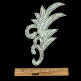 Vintage Translucent Green Iris Sequins and Silver-lined Beaded Foilage Applique - 7.75" x 3.75"