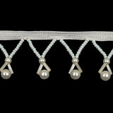 Vintage Pearlescent White and Ivory Round, Seed and Bugle Beaded Fringe Trim - 1.25"