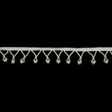 Vintage Pearlescent White and Ivory Round, Seed and Bugle Beaded Fringe Trim - 1.25"