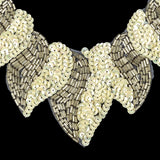 Vintage Fancy White Sequins and Bugle Beaded Neckline Applique - 7.625" x 7.75"
