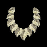 Vintage Fancy White Sequins and Bugle Beaded Neckline Applique - 7.625" x 7.75"