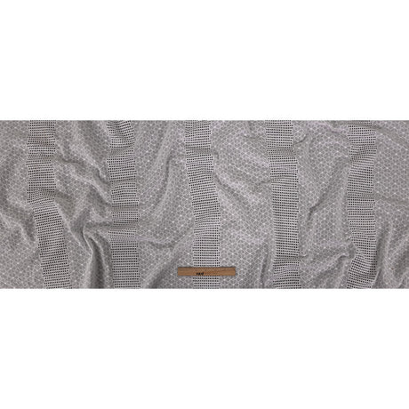 White Floral Embroidered Cotton Voile with Gridded Guipure Lace Stripes