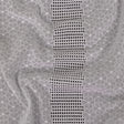 White Floral Embroidered Cotton Voile with Gridded Guipure Lace Stripes