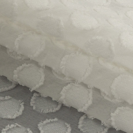 White Polka Dotted Burnout Polyester Chiffon