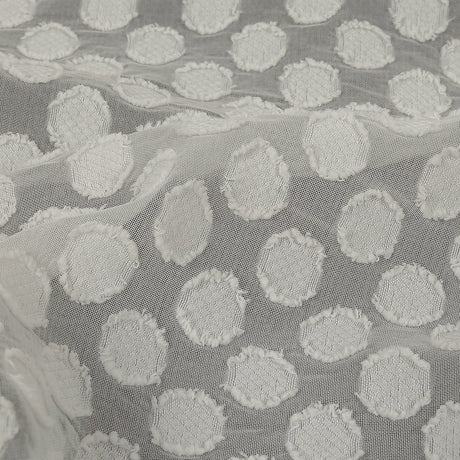 White Polka Dotted Burnout Polyester Chiffon