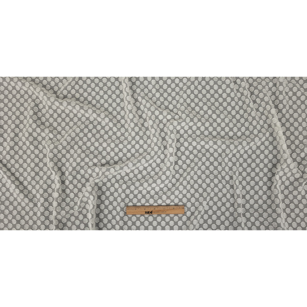 White Polka Dotted Burnout Polyester Chiffon