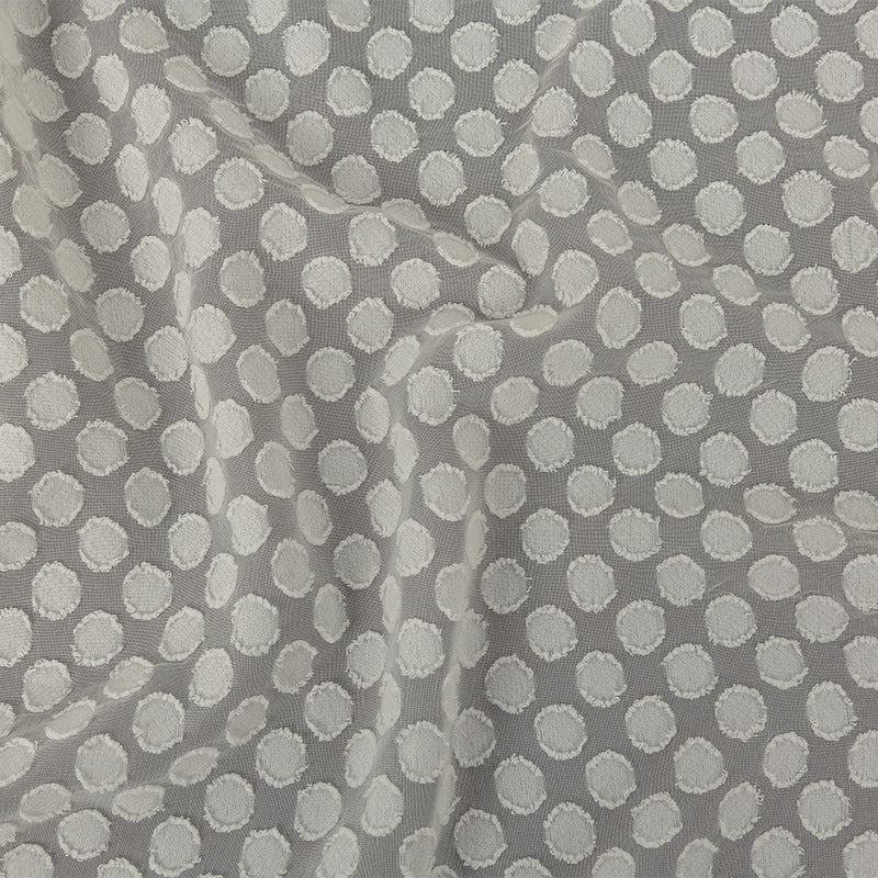 White Polka Dotted Burnout Polyester Chiffon