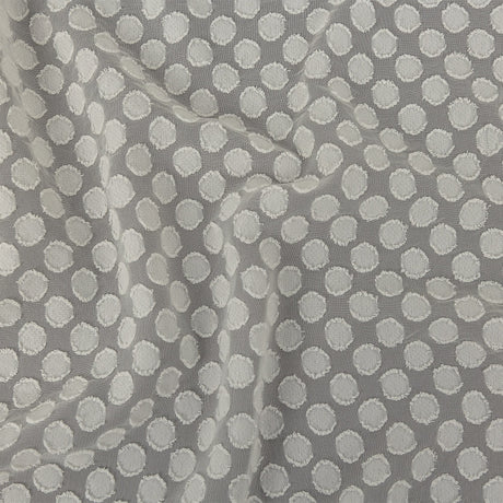 White Polka Dotted Burnout Polyester Chiffon