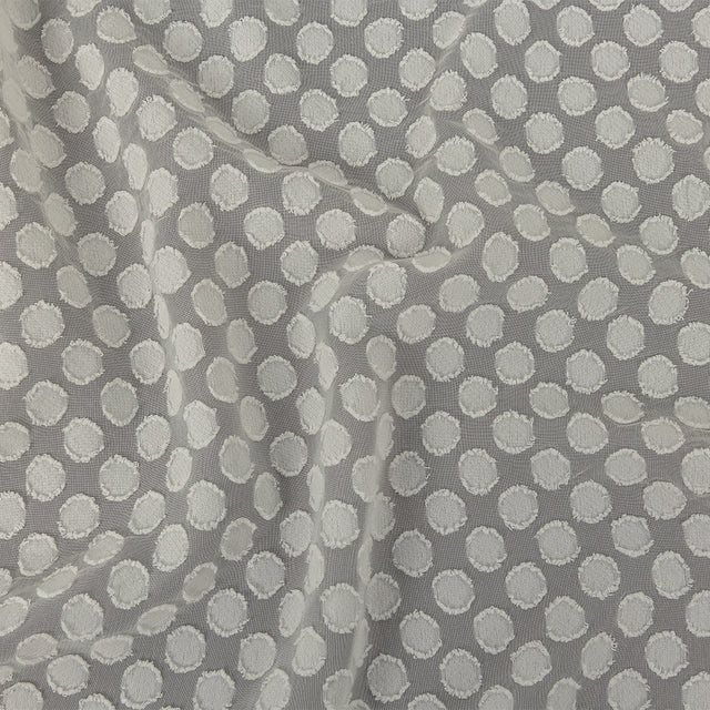 White Polka Dotted Burnout Polyester Chiffon