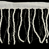Vintage White and Black Chop Beaded Fringe - 2.5"