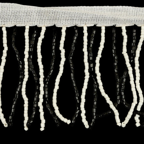 Vintage White and Black Chop Beaded Fringe - 2.5"