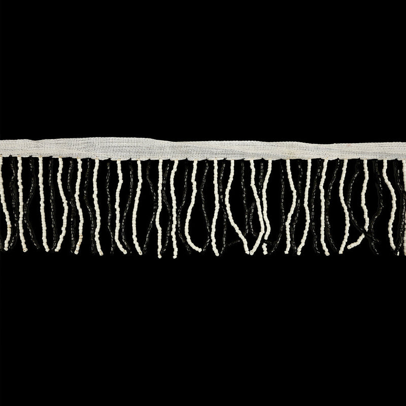 Vintage White and Black Chop Beaded Fringe - 2.5"